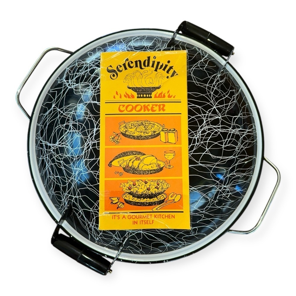 VINTAGE SERENDIPITY COOKER DRIZZLE ENAMEL STEEL PAELLA WOK STEAMER COOKWARE